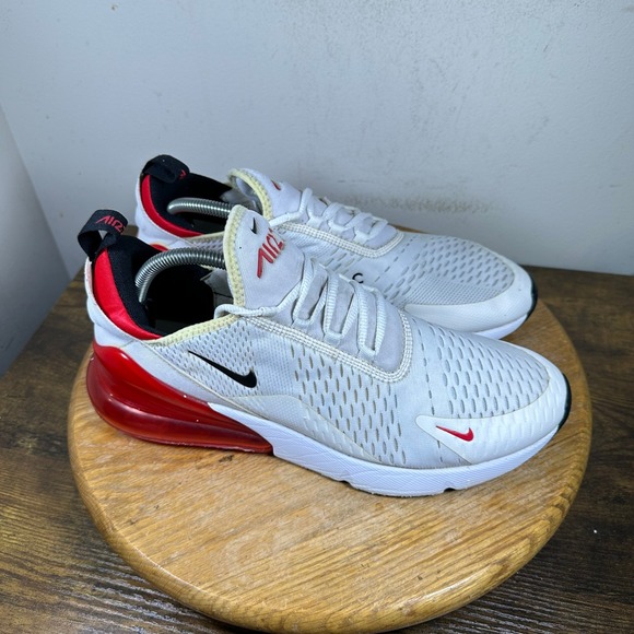 Nike Air Max 270 Men's White Red Black Athletic Shoes Size 10.5 BV2523-100
